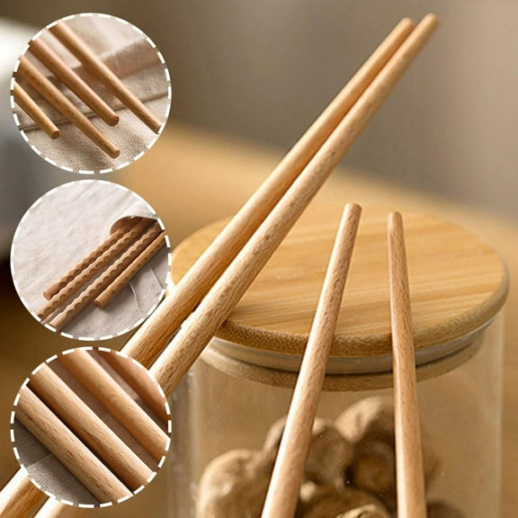 Ruifaya 1Pair Kitchen Cooking Chopsticks Wooden Long Chop Sticks Reusable