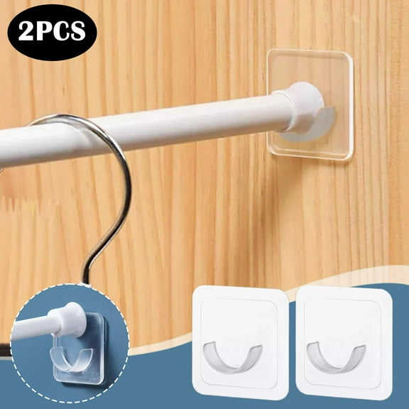 Ruifaya 2*Adhesive Shower Curtain Rod Holders Wall Mounted Shower Rod Holders --