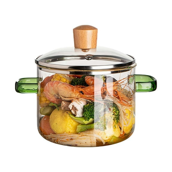 Ruifaya Glass Pots for Cooking on Stove with Lids -Glass Pot Cooking with Lid- Glass Simmer Pot for Stove Potpourri -Clear Pots 1500ml