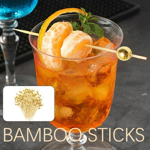 Ruifaya Gold Pearl Cocktail Picks, Bamboo Appetizer Toothpicks J4W0 N6O3✨a