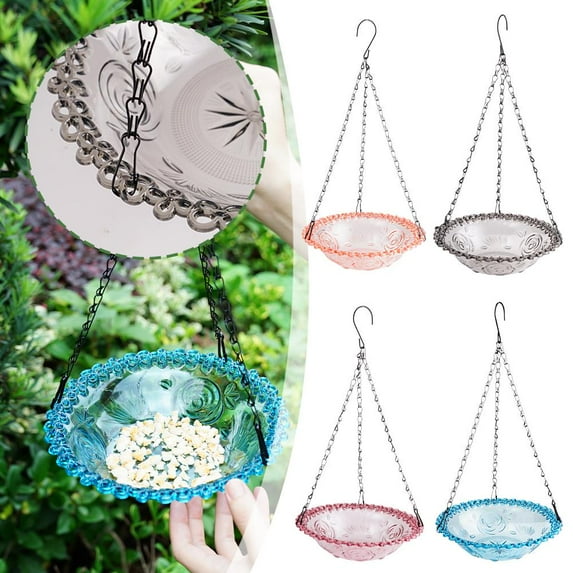 Ruifaya Hanging Bird Bath Outdoor Birdbath Bowl Hanging Bird Feeder Tray=