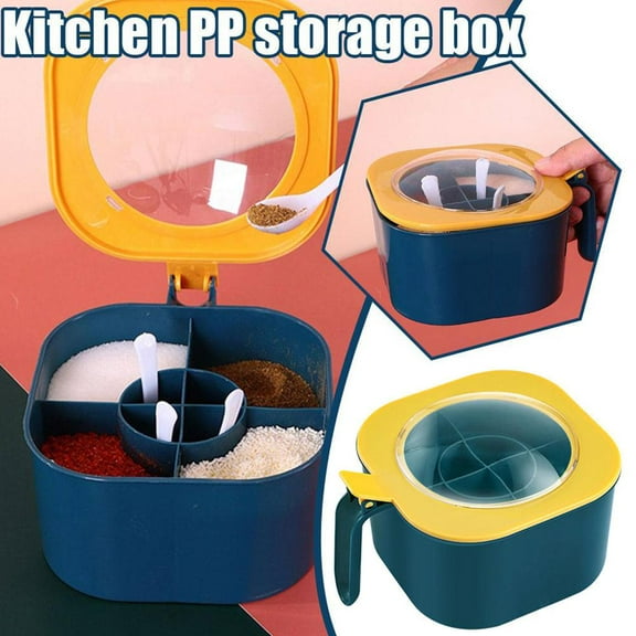 Ruifaya Kitchen Seasoning Box Spice Jars Condiment Sugar Salt Storage Case J /HOT