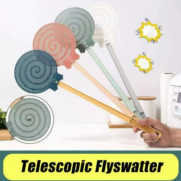 Ruifaya Pink (C)$ Plastic fly swatter for household use, extended and thickened non-slip handle, can't be broken, manual fly killer, mosquito killer, mosquito ki