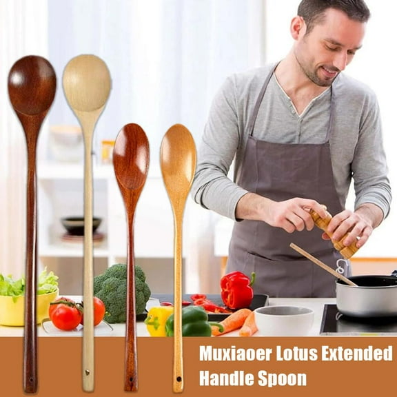 Ruifaya Wooden Long Handle Soup Stirring Spoons Teaspoon Kitchen Tableware Cooking