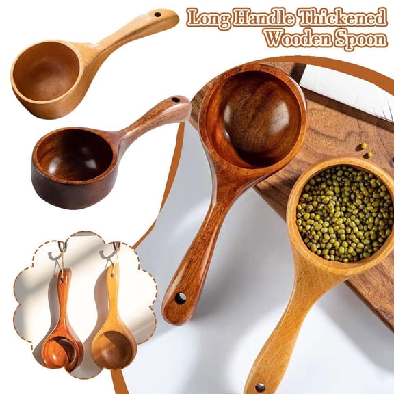 Ruifaya Wooden Spoon Korean Household Soup Spoon Large Diameter Handle Short T2Q8 ^γ б)