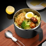 Ruifushidai 1200ml 304 Stainless Steel Noodle Bowl Microwave Noodle Bowl Set With Spoon Chopsticks Ramen Cooker Bowl With Handle Dishwasher Portable Soup Bowl For College Dorm Home