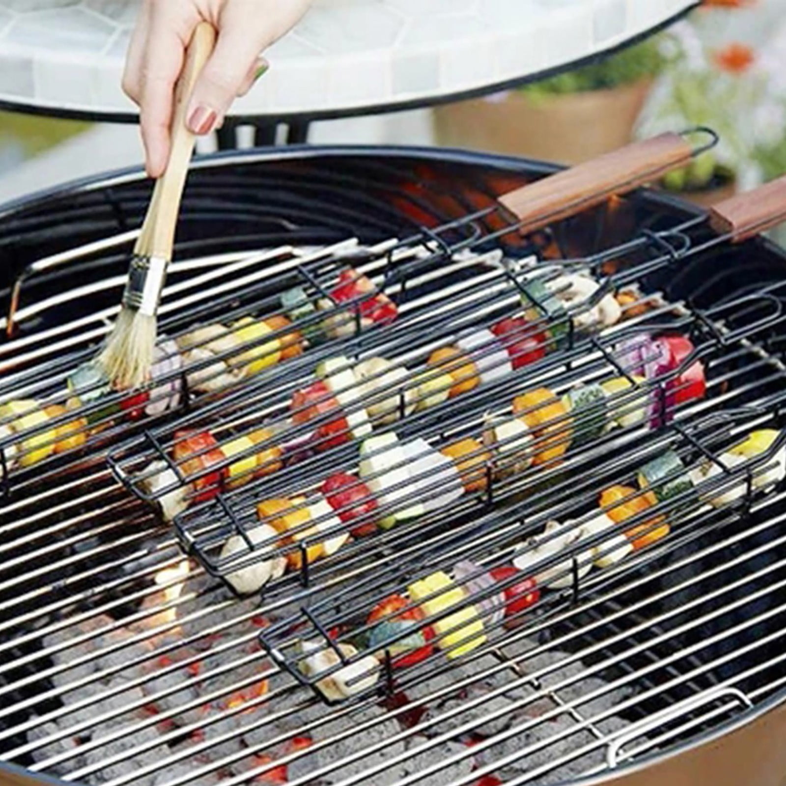 Ruifushidai Portable Grilling Baskets Set of 4 Companion Nonstick Kabob