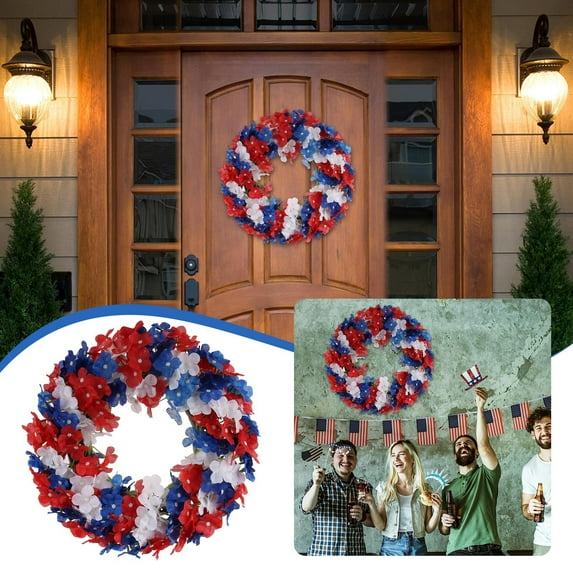 Ruifushidai Summer Patriotic Independence Day Wreath Memorial Day Wreaths For Front Door Festival Celebration Farmhouse Wreaths All Season Welcome Sign Door Hangers