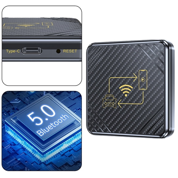 Ruiihstu Wireless Carplay Android Auto Box Mirrorlink Plug And Play Smart Ai Box (Gold)