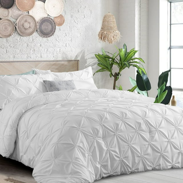 Ruikasi White Queen Comforter Set Soft and Fluffy Bedding 3 Pieces