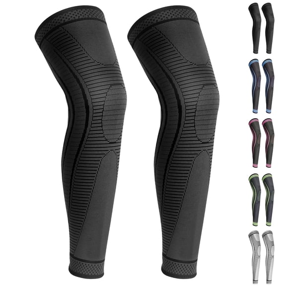 Ruilaibao Adjustable Full Leg Compression Sleeves for Men Women, Knee Brace, Black, XL, 2 Pack
