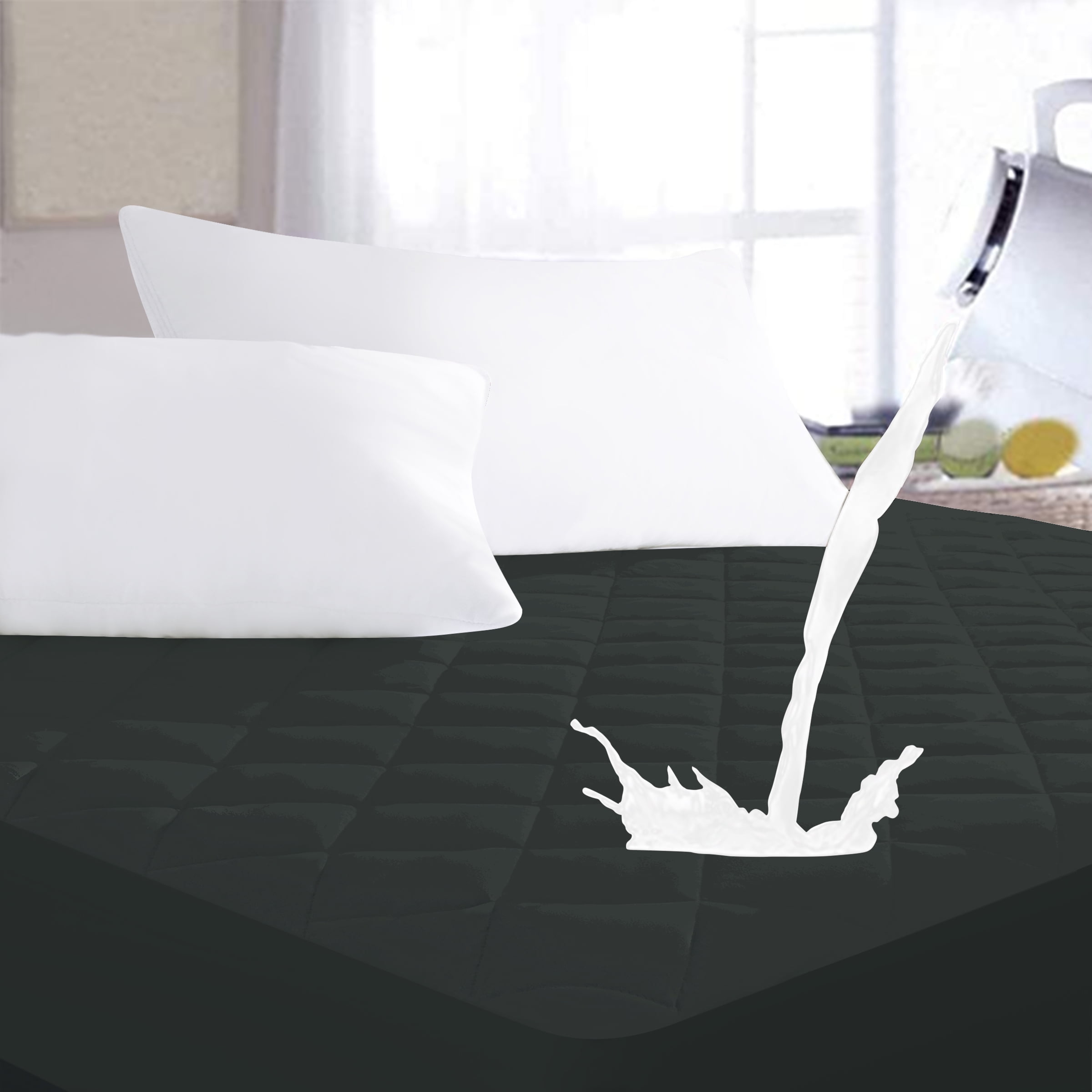 Ruili Full Size Quilted Fitted Mattress Pad, Waterproof Breathable Soft Mattress Protector, Deep Pocket Fitted Style Bed Cover, Vinyl-Free(Full, Gray)