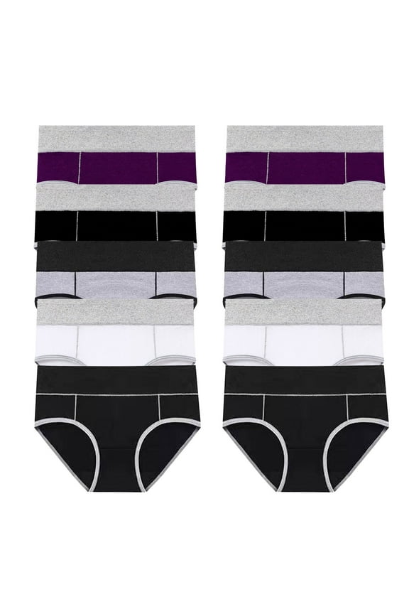 10PC Women's High Waist Pants Solid Color Tummy Control Butt Lifting Underwear Comfy Stretchy Workout Casual Pants