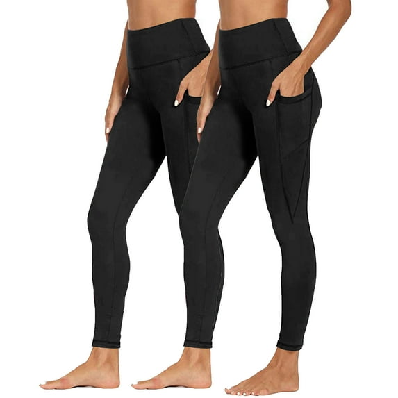 Ruimatai 2 Pack Leggings with Pockets for Women, High Waisted Butt Lifting Tummy Control Side Pocket Shaping Training Leggings Yoga Pants
