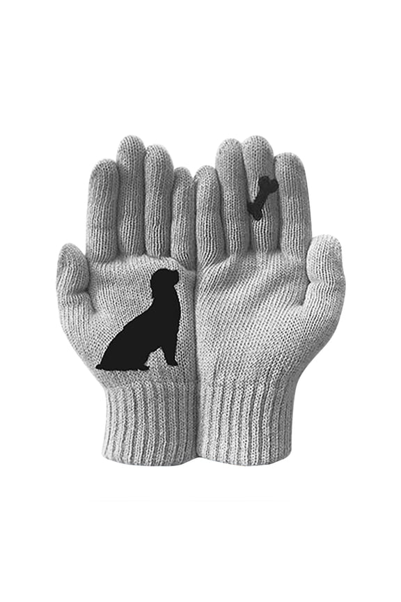 2023 Warm Gloves Winter Gloves Knit Stretch Gloves for Adult Women Ladies Woolen Gloves And Winter Outdoor Warm Dog Bones Printing Gloves