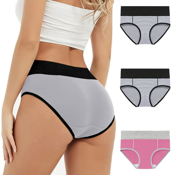 Ruimatai 3 Pack Womens Underwear Cotton Panties High Waisted Stretch Cotton Breathable Briefs Women's Soft Comfortable Undies Underwear