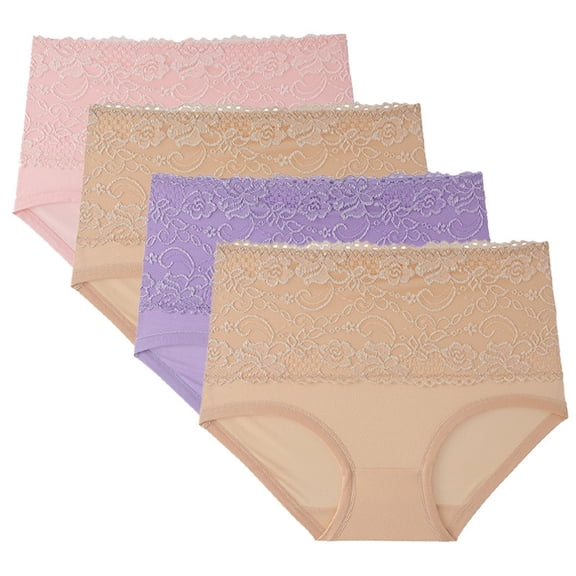 Ruimatai 4PC Women's High Waisted Shapewear Panties Lace Body Shaper Shorts Breathable Comfortable Underwear for Daily Wear
