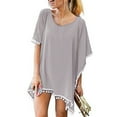 thumbnail image 1 of Ruimatai Beach Cover Up for Women Plus Size Long Bathing Suit Cover Up for Women Women Trim Kaftan Chiffon Tassels Swimwear Beach Loose Bikini Cover Up, 1 of 7