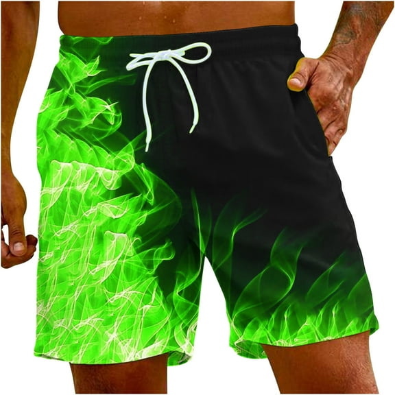 Ruimatai Shorts for Men Work Out Shorts Relaxed Fit Men's Flame Printing Special Print Beach Casual Trouser Shorts Pant