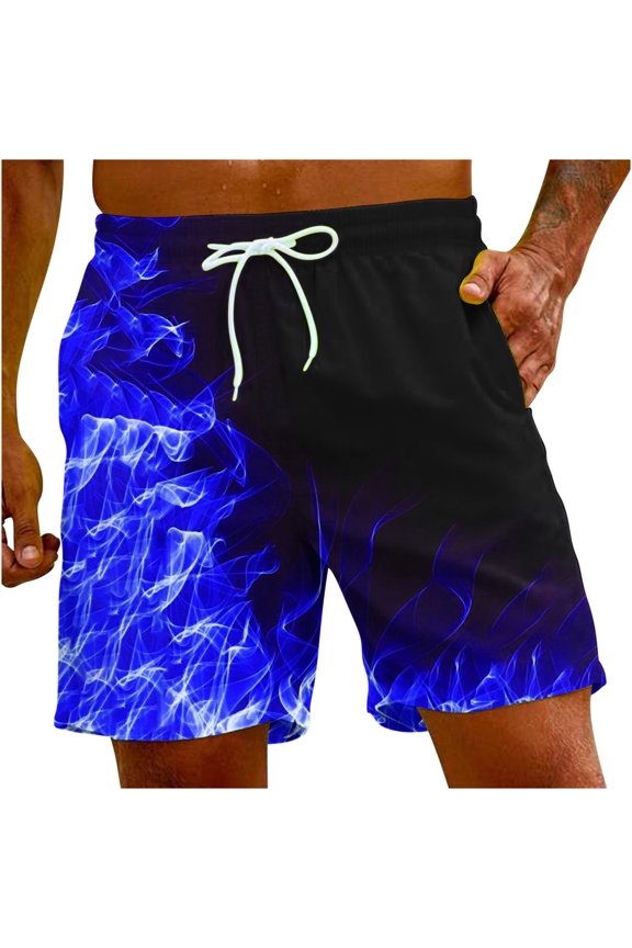 Shorts for Men Work Out Shorts Relaxed Fit Men's Flame Printing Special Print Beach Casual Trouser Shorts Pant