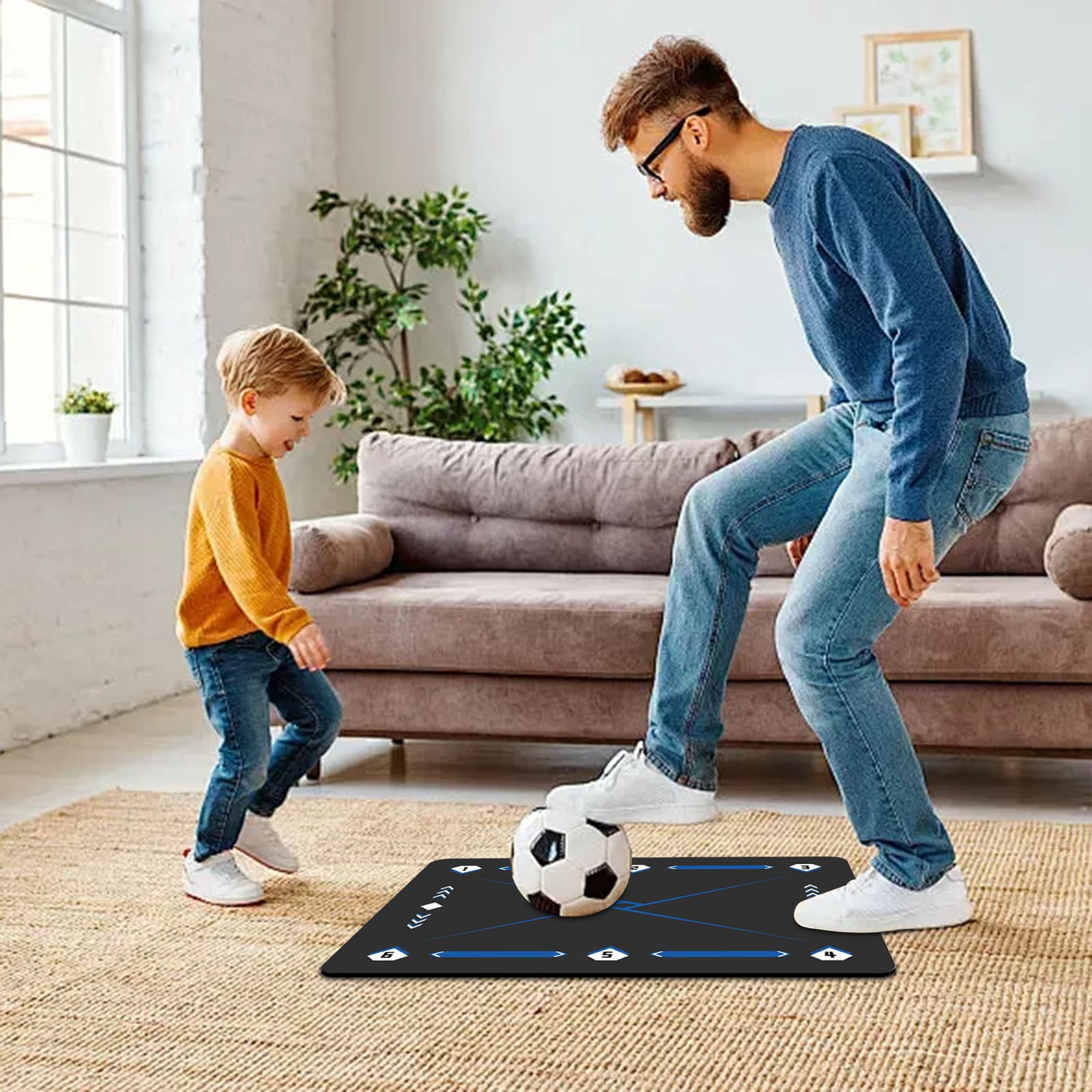 PENEYON Soccer Training Mat, 35.4 X 23.62 Inches, Green, Non-Slip, Silent, All Ages, Improve Speed, Strength & Coordination
