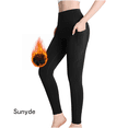 thumbnail image 1 of Sunyde Fleece Lined Leggings for Women with Side Pockets, Winter Thick Warm High Waisted Shaping Training Comfy Yoga Pants, 1 of 9