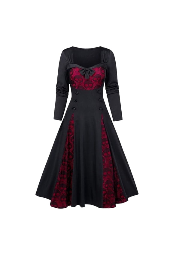 Gothic Renaissance Dress for Women Halloween Vintage Lace Short Sleeve Medieval Court Dress Elegant Corset Party Costume with Flowy Skirt
