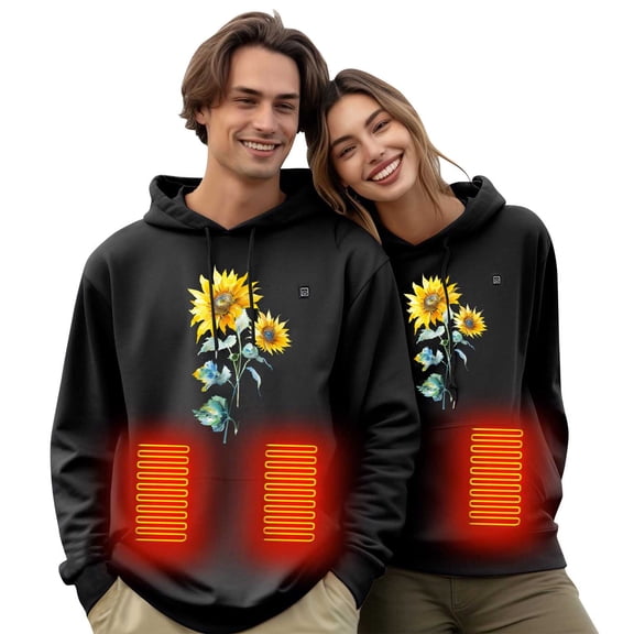 Ruimatai Heated Hoodie for Men Women USB Rechargeable Thermal Sweatshirt with 5-Zone Heating 3 Temperature Settings Winter Warm Jacket Washable