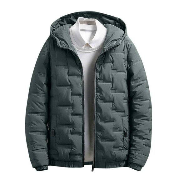 Ruimatai Men's Puffer Jackets with Hood Winter Packable Lightweight Full Zip Thermal Jacket Solid Color Hooded Coat