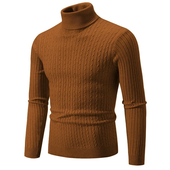 Ruimatai Men's Turtleneck Sweaters Casual Fashion Slim Fit Ribbed Knit Elastic Solid Color Winter Warm Pullover Sweater