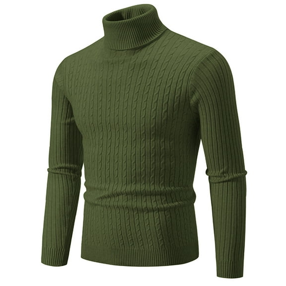 Ruimatai Men's Turtleneck Sweaters Casual Fashion Slim Fit Ribbed Knit Elastic Solid Color Winter Warm Pullover Sweater