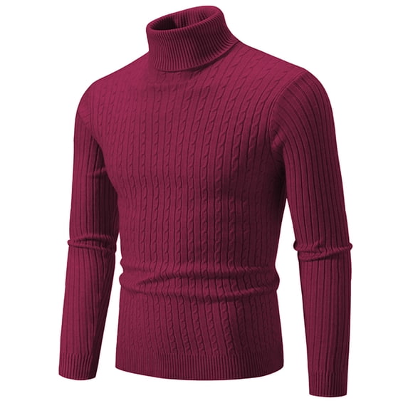 Ruimatai Men's Turtleneck Sweaters Casual Fashion Slim Fit Ribbed Knit Elastic Solid Color Winter Warm Pullover Sweater