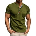 thumbnail image 1 of Ruimatai Mens Casual Shirts Fashion Classic Henley Tee Shirt Solid Color Short Sleeve 3-Button T-Shirt Summer Men's T Shirt with Chest Pocket, 1 of 6