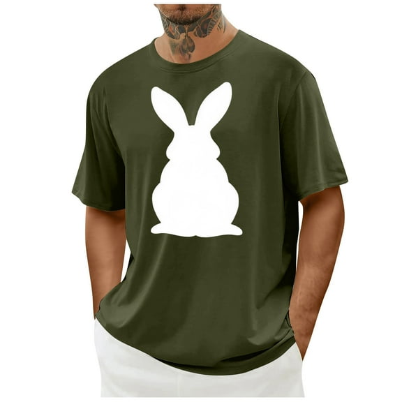 Ruimatai Mens Easter Casual T Shirts Funny Graphic Print Tee Shirt Men's Regular Fit Crew Neck Short Sleeve T-Shirt Summer Tops (S-2XL)