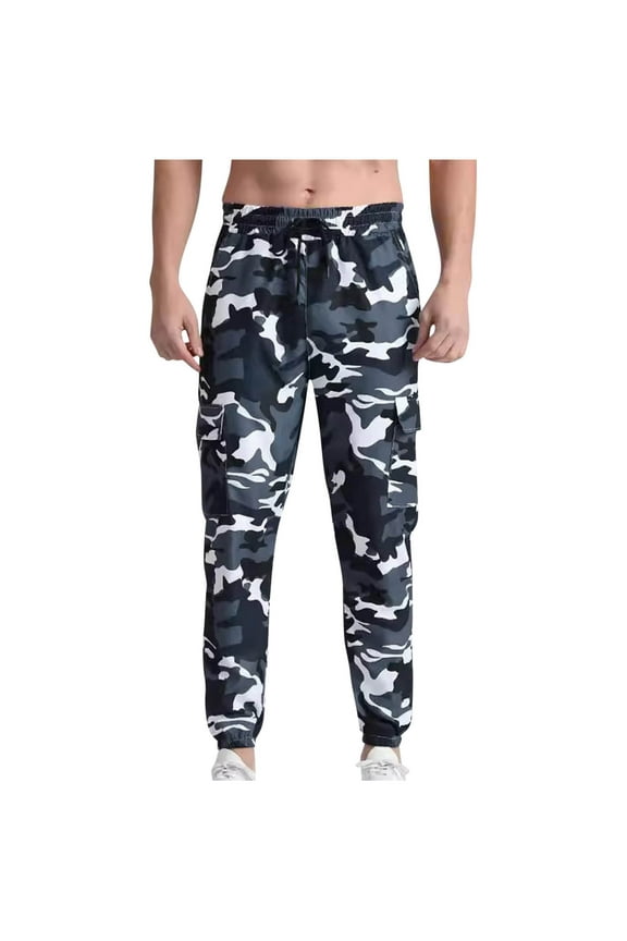 Mens Trouser Pants Fall Winter Men Casual Fashion Elastic Waist Pockets Camouflage Printing Pants Trousers