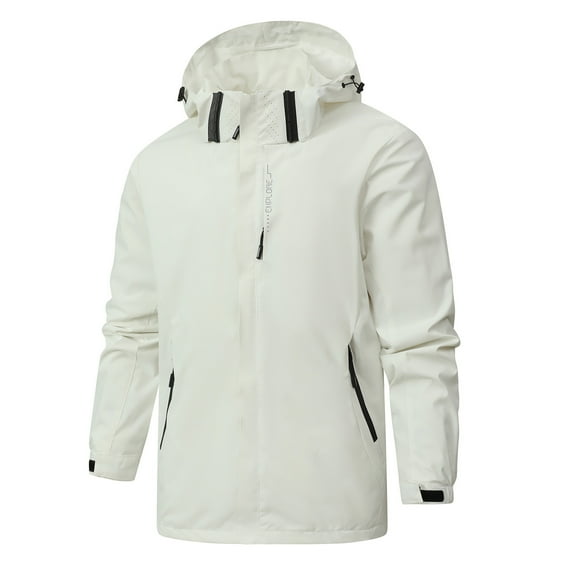 Ruimatai Plus Size Mens Winter Coats on Jackets Man Solid Color Water Resistance Drawstring Pockets Hooded Outdoor Jacket Coat