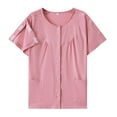 thumbnail image 1 of Ruimatai Post Surgery Shirts for Women Easy Wear Open Front Shoulder Fracture Recovery Top with Pockets Round Neck Short Sleeve, 1 of 7