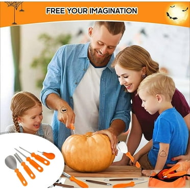 Ruimatai Pumpkin Carving Kit, Fruit Knife,Halloween 5 Piece Cushaw Carving Knife Set, Anti-Slip Handle Design,Sturdy Pumpkin Carving Tool Kit For Kids,Children Cutting-O-Lantern Decoration Tools