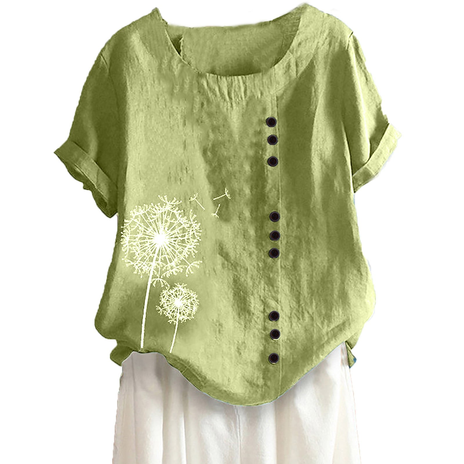 Amoretu Women's V-Neck Short Sleeve Blouse - Casual Summer Top, Pink (XL) - View #10