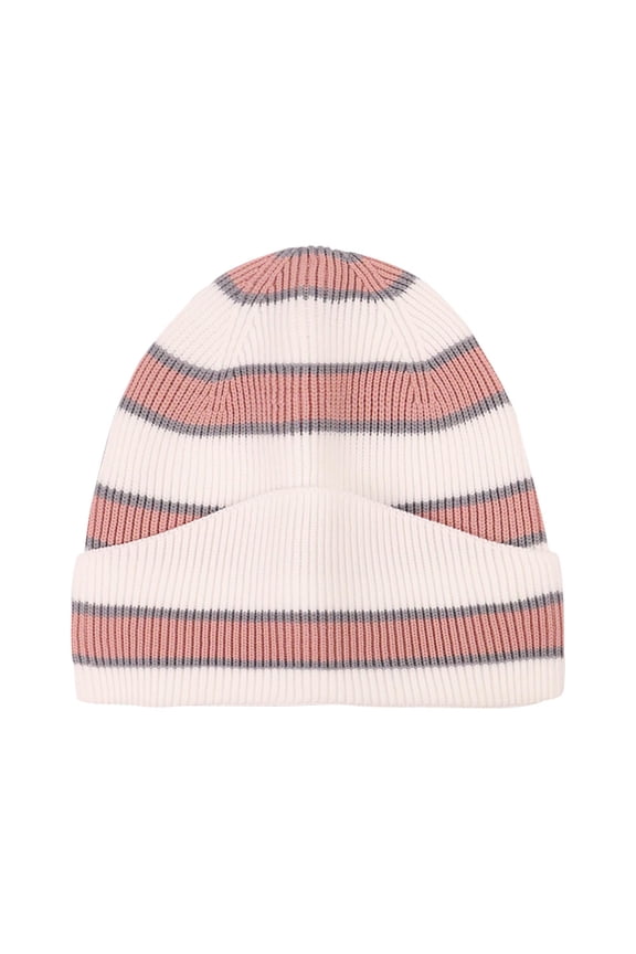 Unisex Adult Winter Knitted Beanie Hat Large Size Color Block Soft Warm Polyester Skull Cap for Men Women