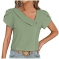thumbnail image 1 of Ruimatai V-Neck Summer Tops for Women Casual Womens Solid V-neck Small Button Top Womens Short Sleeved V-neck Topshirt, 1 of 4