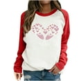 thumbnail image 1 of Ruimatai Valentine'S Day Sweatshirt For Women Plus Size Couple Tops Women Heart Sequin Print Long Sleeve T-Shirt Raglan Sleeve Top, 1 of 4