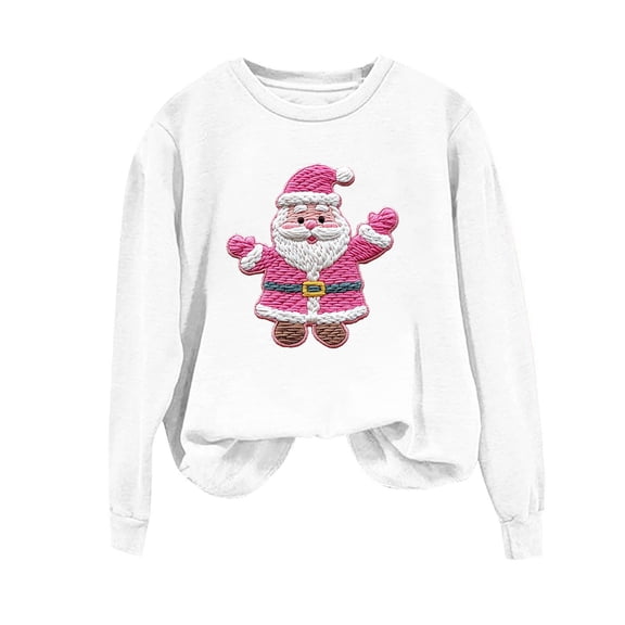 Ruimatai Women Adult Christmas Printed Sweatshirt Long Sleeve Round Neck Loose Fit Casual Top Soft Polyester Holiday Pullover