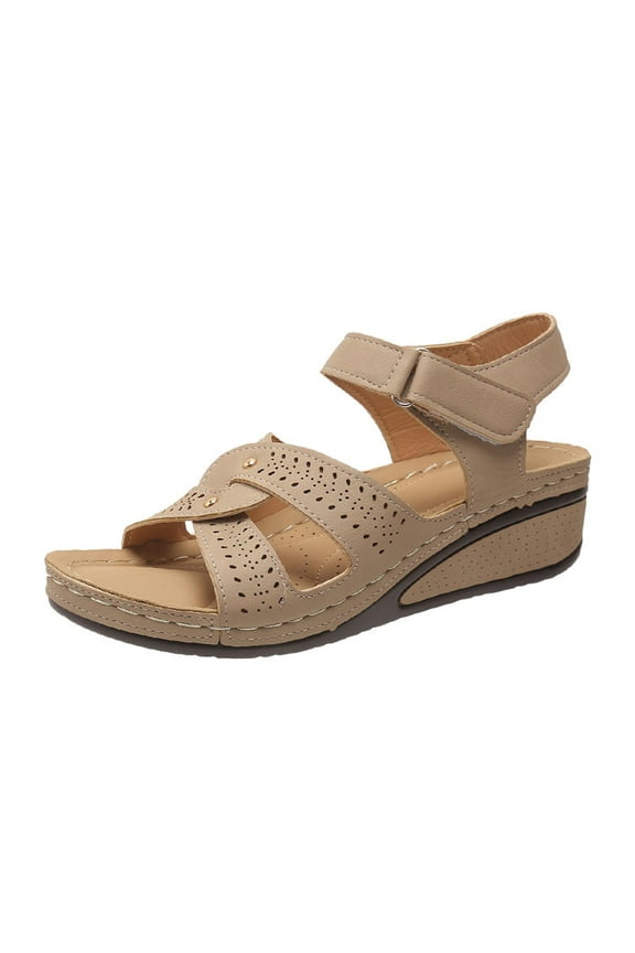 Women Arch-support Wedge Sandals Shoes Summer Non-Slip Causal Sandals Womens Slingback Open Toe Wedges High Heels Ankle Strap