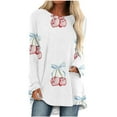 thumbnail image 1 of Ruimatai Women Casual Long Sleeve Blouse Round Neck Loose Graphic Print Shirt Stylish Comfortable Polyester Fashion Top for Spring Summer Daily Wear Party Dating, 1 of 5