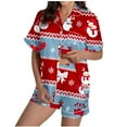thumbnail image 1 of Ruimatai Women Christmas Print Pajama Set Short Sleeve Button Down Top with Shorts Soft Polyester Casual Loungewear Homewear, 1 of 5