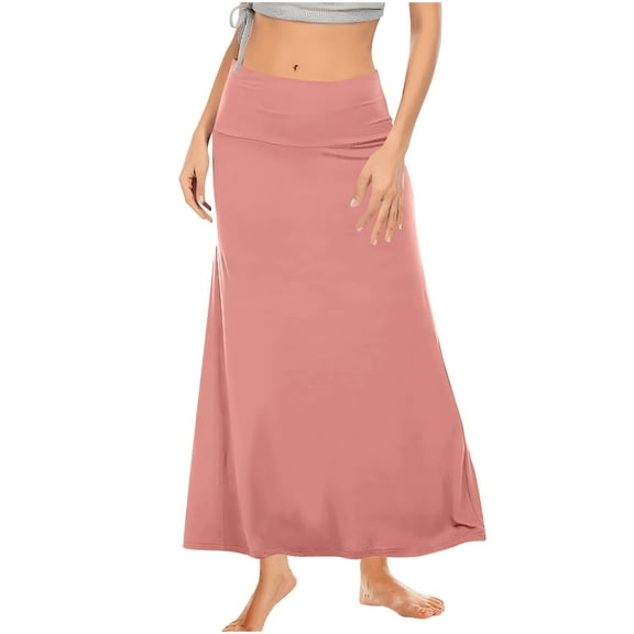 Ruimatai Women High Waist Bodycon Skirt Casual Long Pencil Skirt Stretchy Comfortable Soft Fashion Summer Spring Outfit Beach Vacation Dress S-XL