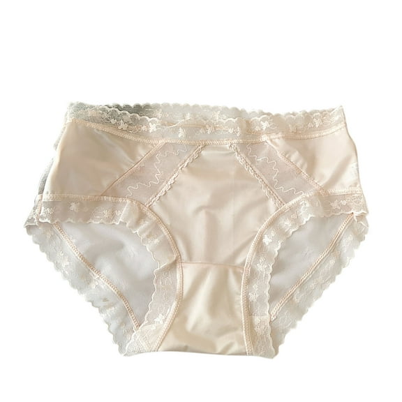Ruimatai Women High Waisted Underwear Soft Breathable Comfortable Lace Panties Solid Color Thong for Daily Wear