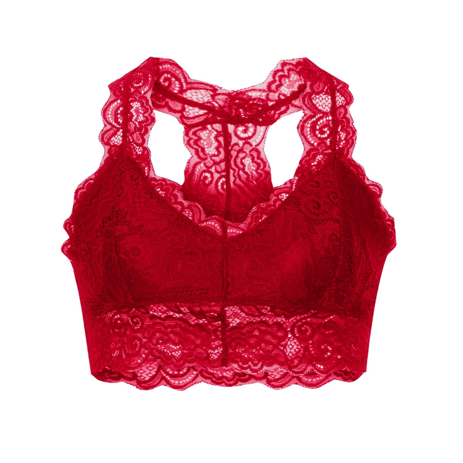 Ruimatai Women Lingerie Underwear Summer Women Plus Size Vest Crop Wire  Free Bra Lace Lingerie V-Neck Underwear
