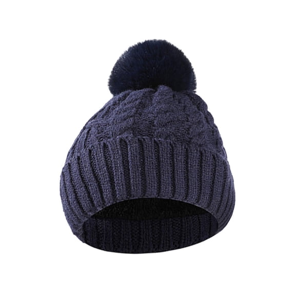 Ruimatai Women Men Winter Knitted Hat Fleece Lined Warm Beanie Outdoor Thickened Soft Polyester Solid Color Casual Ski Cap